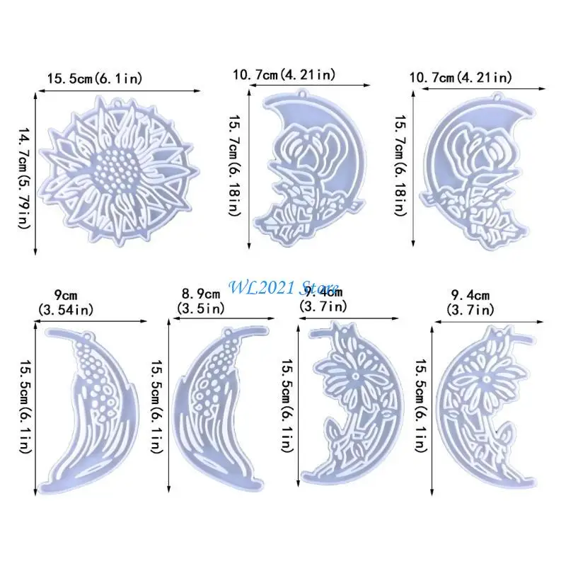 G5GC قالب راتينج للتعليق على الحائط على شكل زهرة القمر مجموعة قوالب سيليكون على شكل زهرة القمر لتزيين الحائط