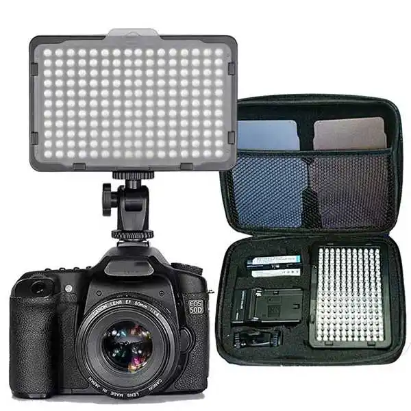 

Discount 176 LED Light for DSLR Camera Continuous Fill Light, Battery and USB Charger,Carry Case Photography Photo Video Studio
