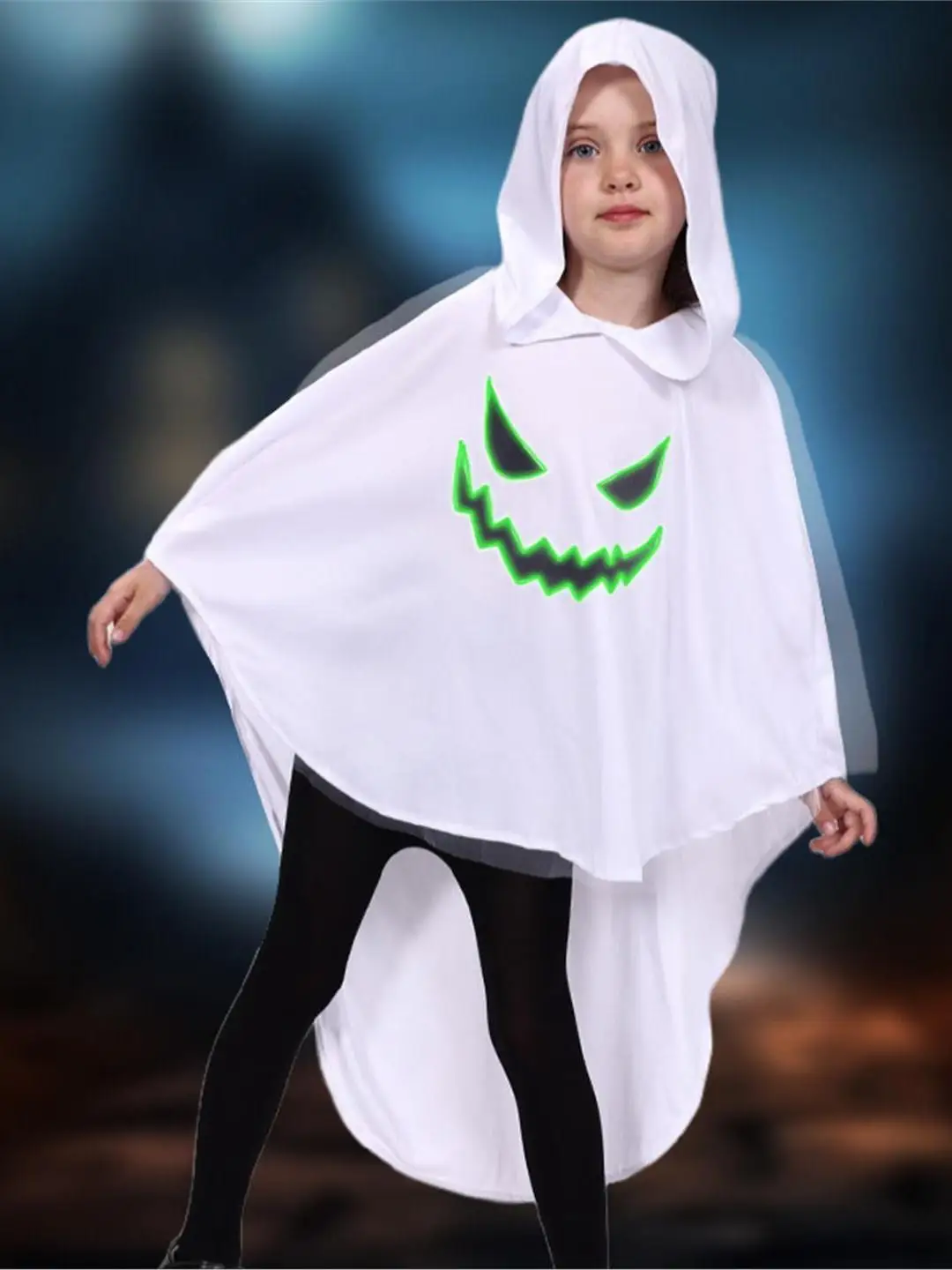 ชุดคอสเพลย์เด็ก ผีขาวเรืองแสงในที่มืด เสื้อคลุมมีฮู้ด ชุดพาร์ตี้ วัสดุโพลีเอสเตอร์ แบบดั้งเดิมของจีน...