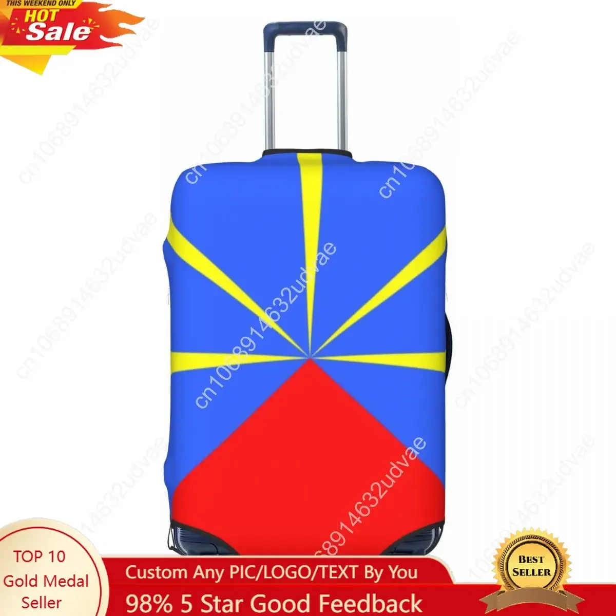 Custom 974 Reunion Island Flag Luggage Cover Protector Fashion Reunionese Proud Travel Suitcase Covers for 18-32 Inch