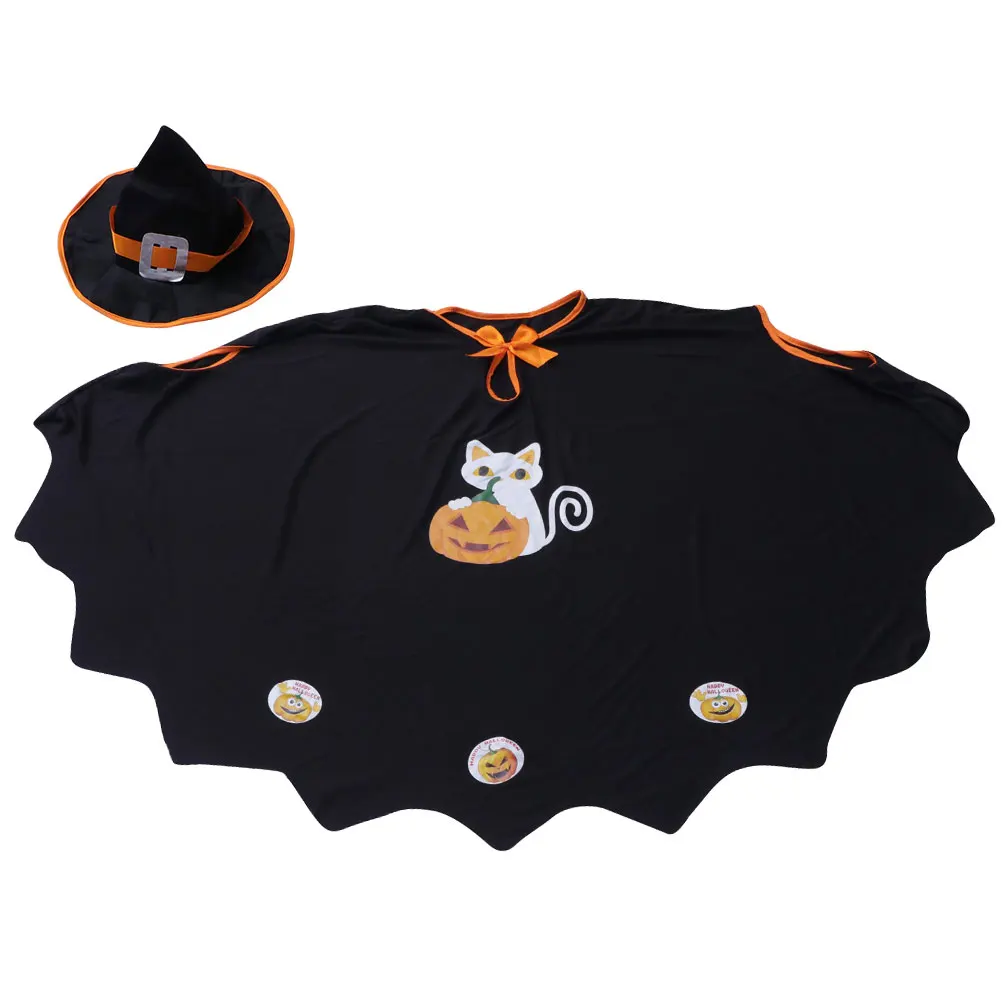 

Halloween Costume for Kids Pumpkin Cape Hat Set Material Perfect for Party Cosplay Stage Performance Trick Treat Kids