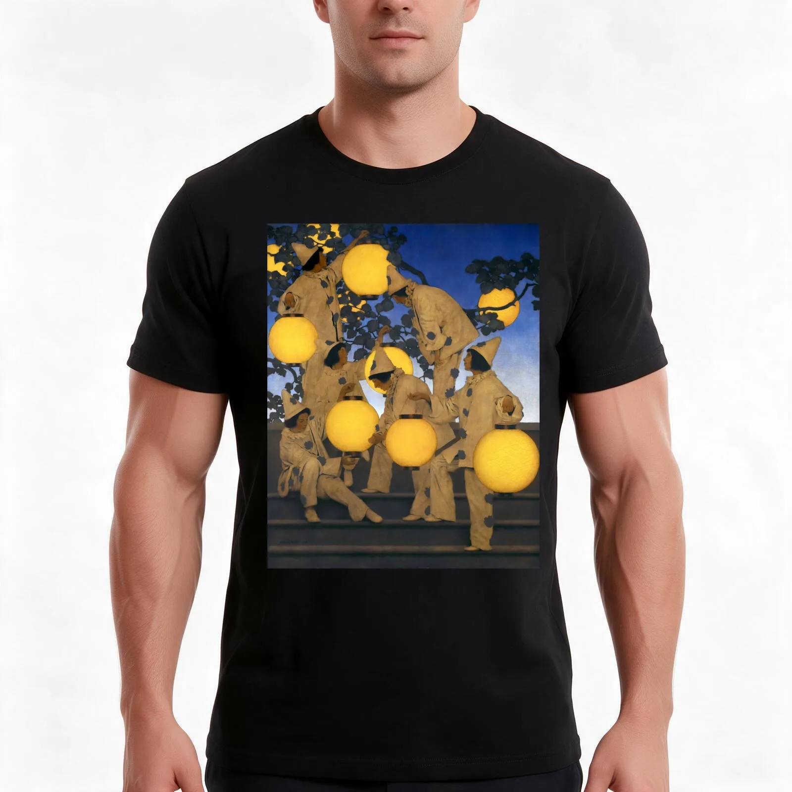 Maxfield Parrish - The Lantern Bearers T-Shirt Summer Casual Cotton Tee Oversized Streetwear Tops Vintage Graphic Print