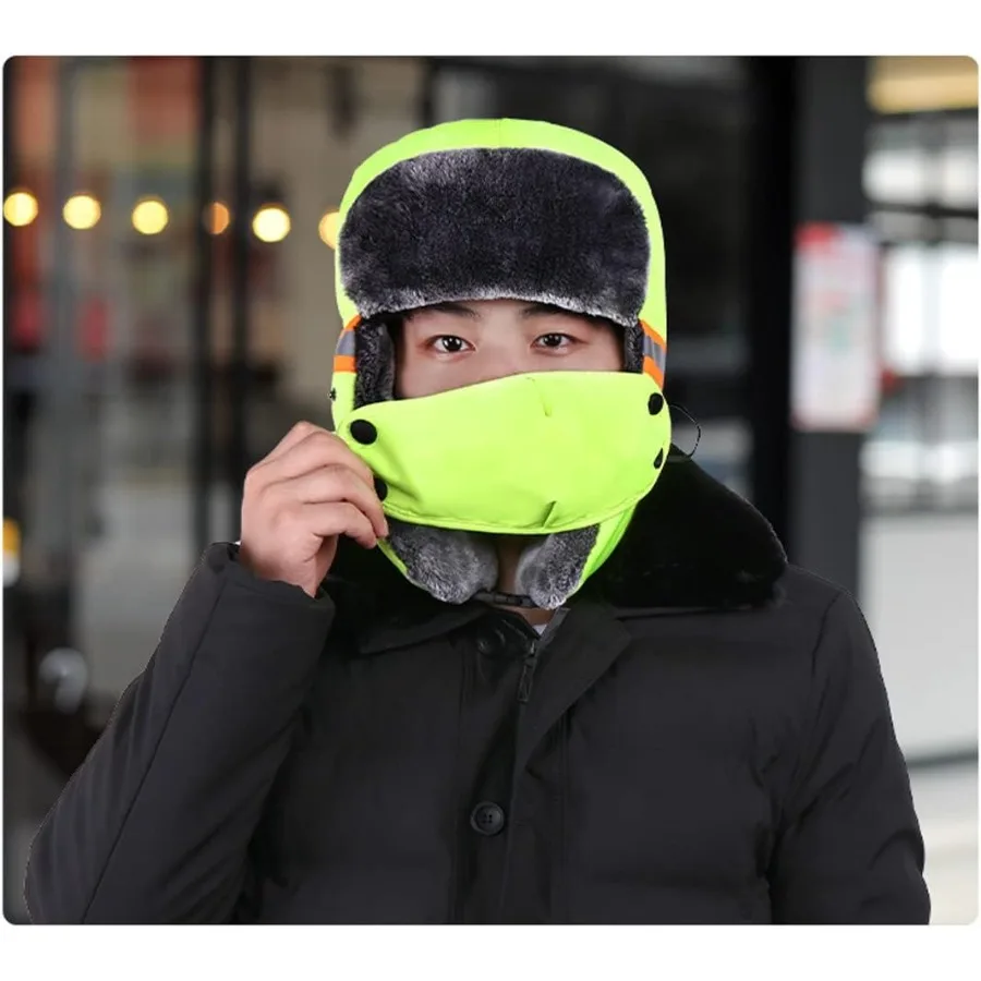 رجل الشتاء الحراري الصياد قبعة الروسية Ushanka تزلج الصيد أبي قبعة الأذن اللوحات دراجة نارية الدراجات قناع المرأة الدافئة الفراء قبعة الثلج #3