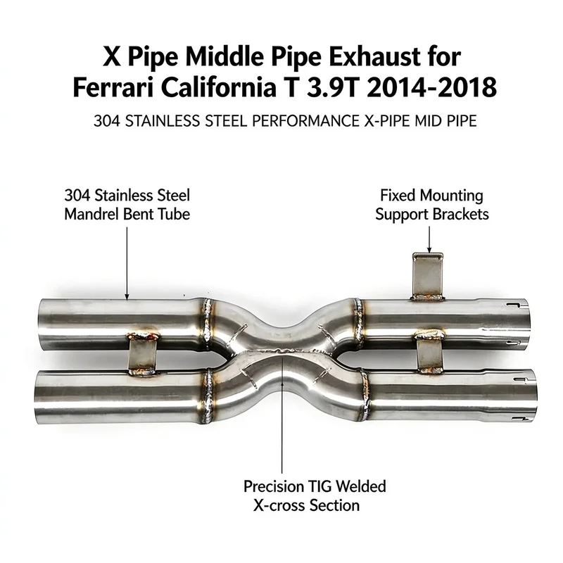 SS304 X Pipe Middle Pipe Exhaust For Ferrari California T 2014-2018 3.9T Racing Upgrade Kit Performance Sound Tuning Parts Set