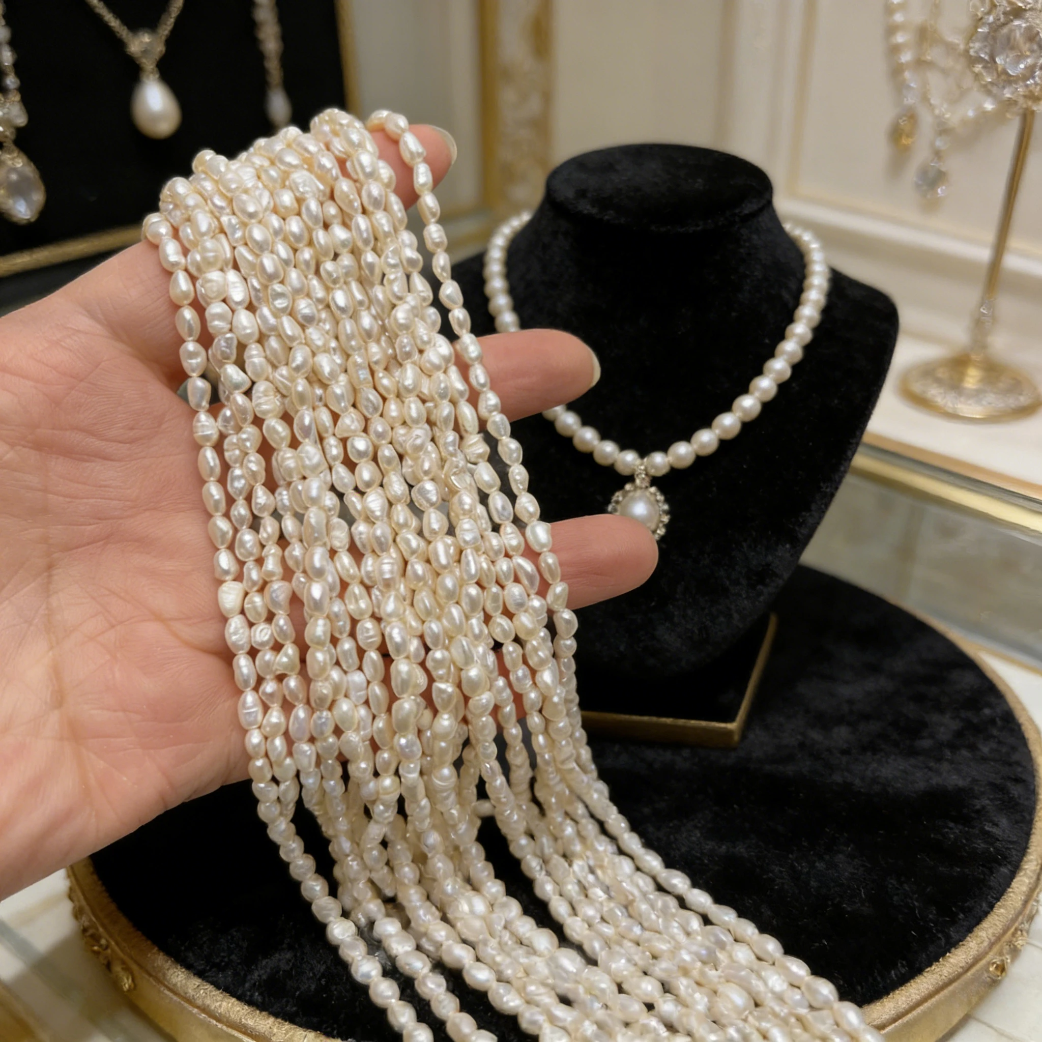 

3–4mm 100% Natural Freshwater Pearls Irregular Rice Shape Semi-Finished Beads for DIY Jewelry Making Necklaces Bracelets Women