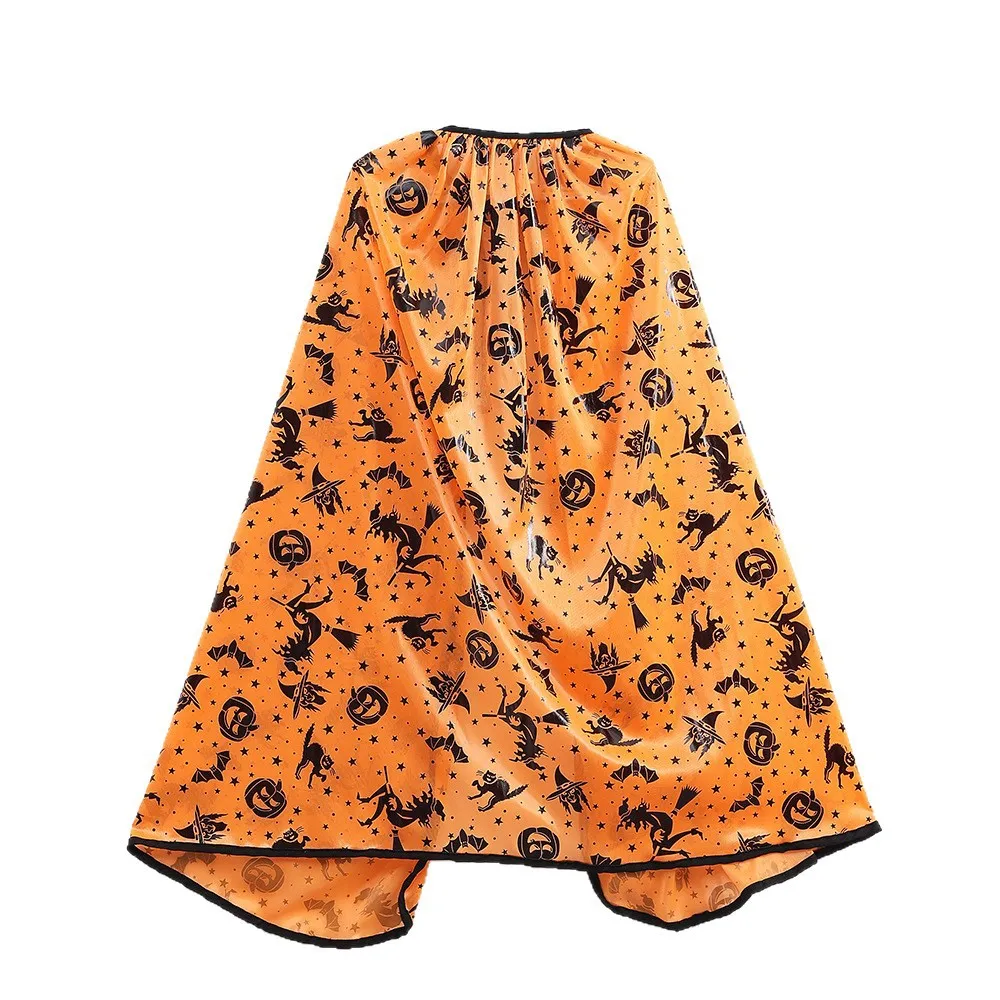 Kids Halloween Witch Cape Costume for Boys Girls Wizard Cloak with Witch Hat Broom Set Props Halloween Pumpkin Children Clothing