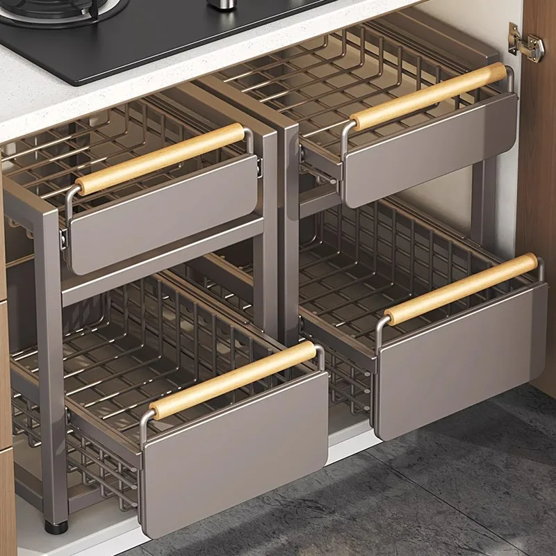 

New Sink Shelf Kitchen Pull-out Cabinet Locker Household Inner Layer Shelf