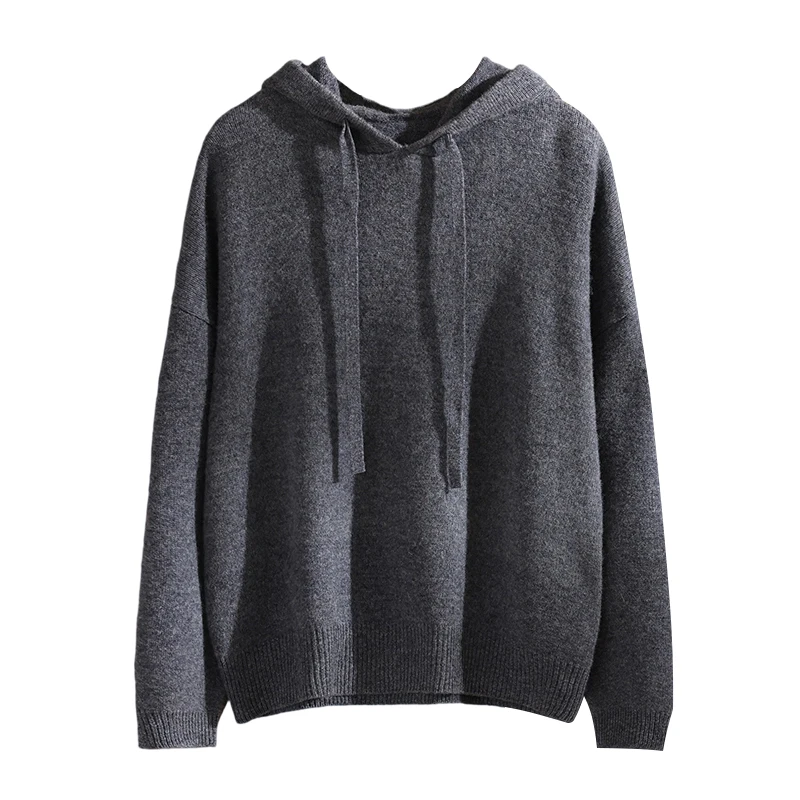 

2026 High Quality Hooded Pullover Sweater Spring Autumn 100% Merino Wool Knitwear Soft Warm Casual Preppy Style Sports Clothing