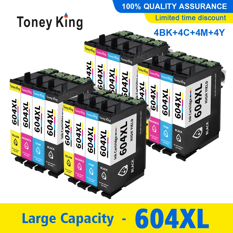 

Toney King 4Set T604 604XL Compatible Ink Cartridg For Epson XP-2200 2205 3200 3205 4200 4205 WF-2910DWF 2935DWF 2930DWF 2950DWF