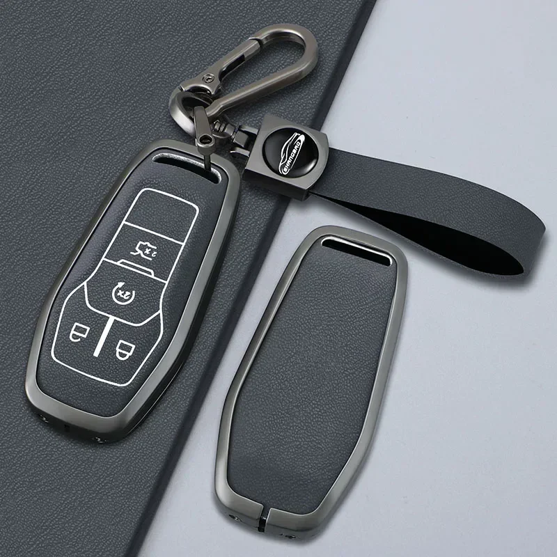 

Alloy 4 5 Buttons Car Key Fob Case Cover Holder For Ford Fusion Explorer Mustang Edge F-150 Mondeo For Lincoln MKZ MKC MKX