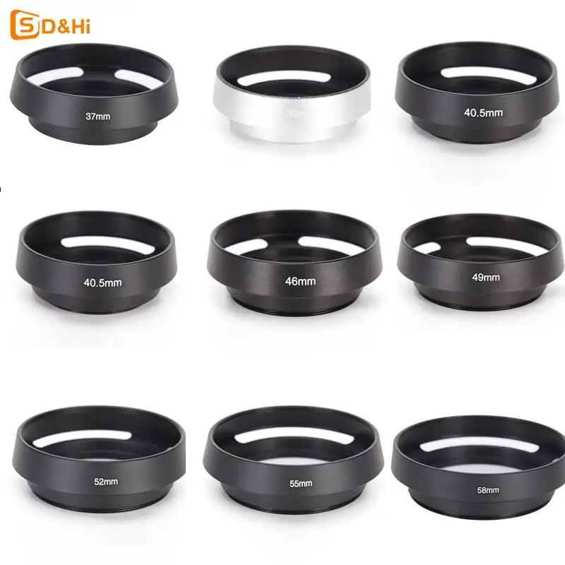 Black Metal Camera Lens Hood For FOR Leica Canon Nikon Lens 37 39 40.5 43 46 49 52 55 58 62 67 Mm