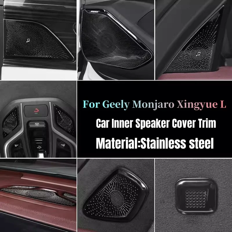 Stainless Car Inner Speaker Cover Trim Decoration Parts Door Loudspeaker Accessories For Geely Monjaro Xingyue L 2021 2022 2023