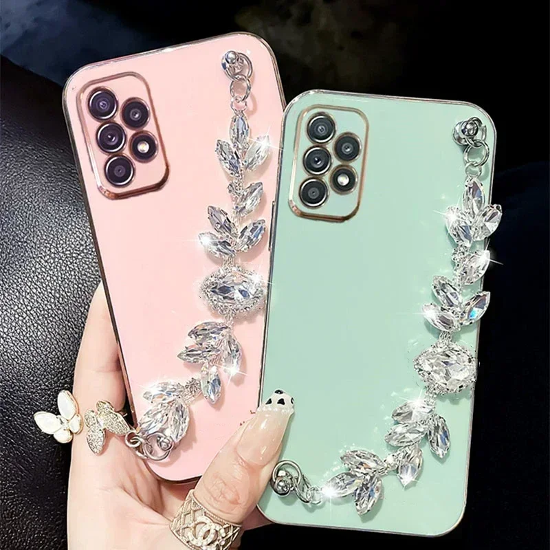 

Luxury Glitter Rhinestones Bracelet Plating Case Capa For Samsung Galaxy S20 S20Plus S21 S24 S22Plus S23 S23Ultra Phone Cover