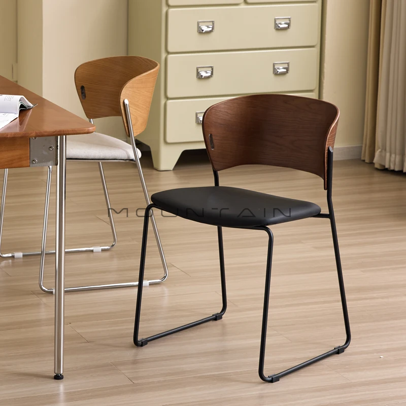 Vintage Style Dining Chair High-End Feel Home Use Solid Wood Retro Backrest Chair