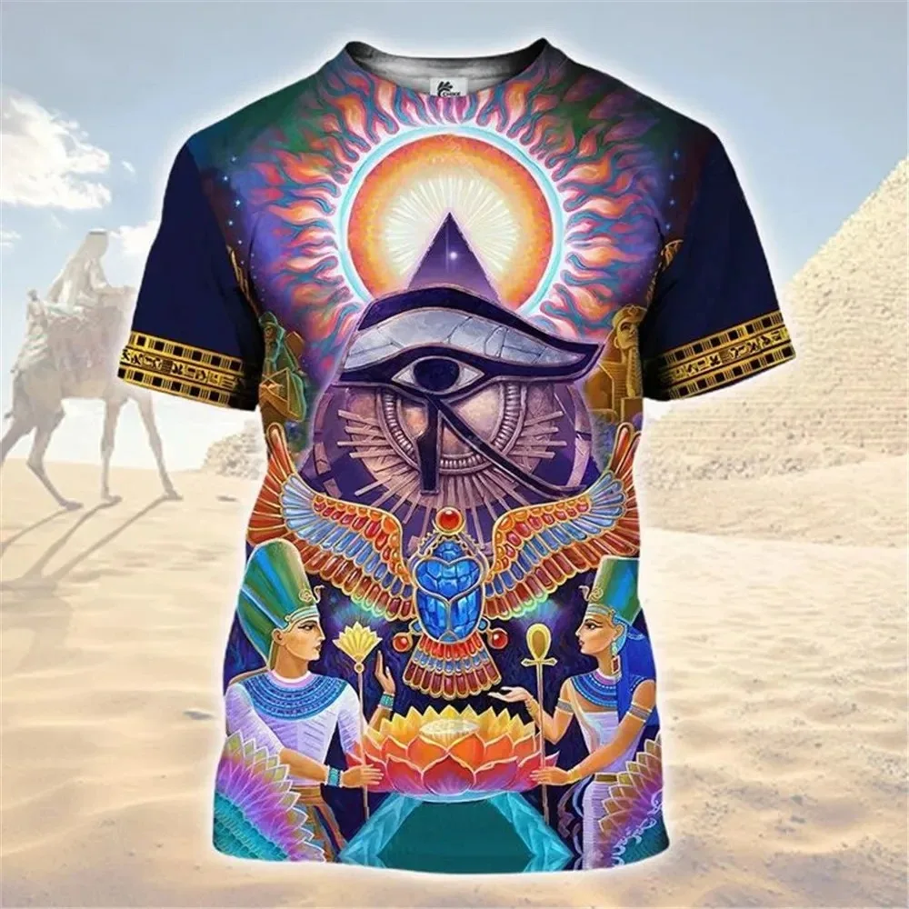 Ancient Egyptian Culture Pharaoh Print T-shirts 3D Men/Women Summer Retro Style Short Sleeve Tee Shirts Casual Unisex Loose Tops