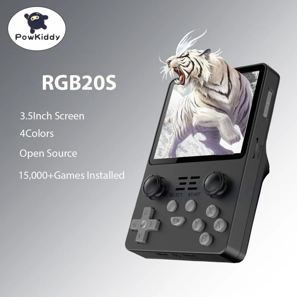 

Powkiddy RGB20S Black Handheld Game Console 3.5Inch IPS Screen RK3326 128G 25,000Games Installed Video Game Console Boy Gifts