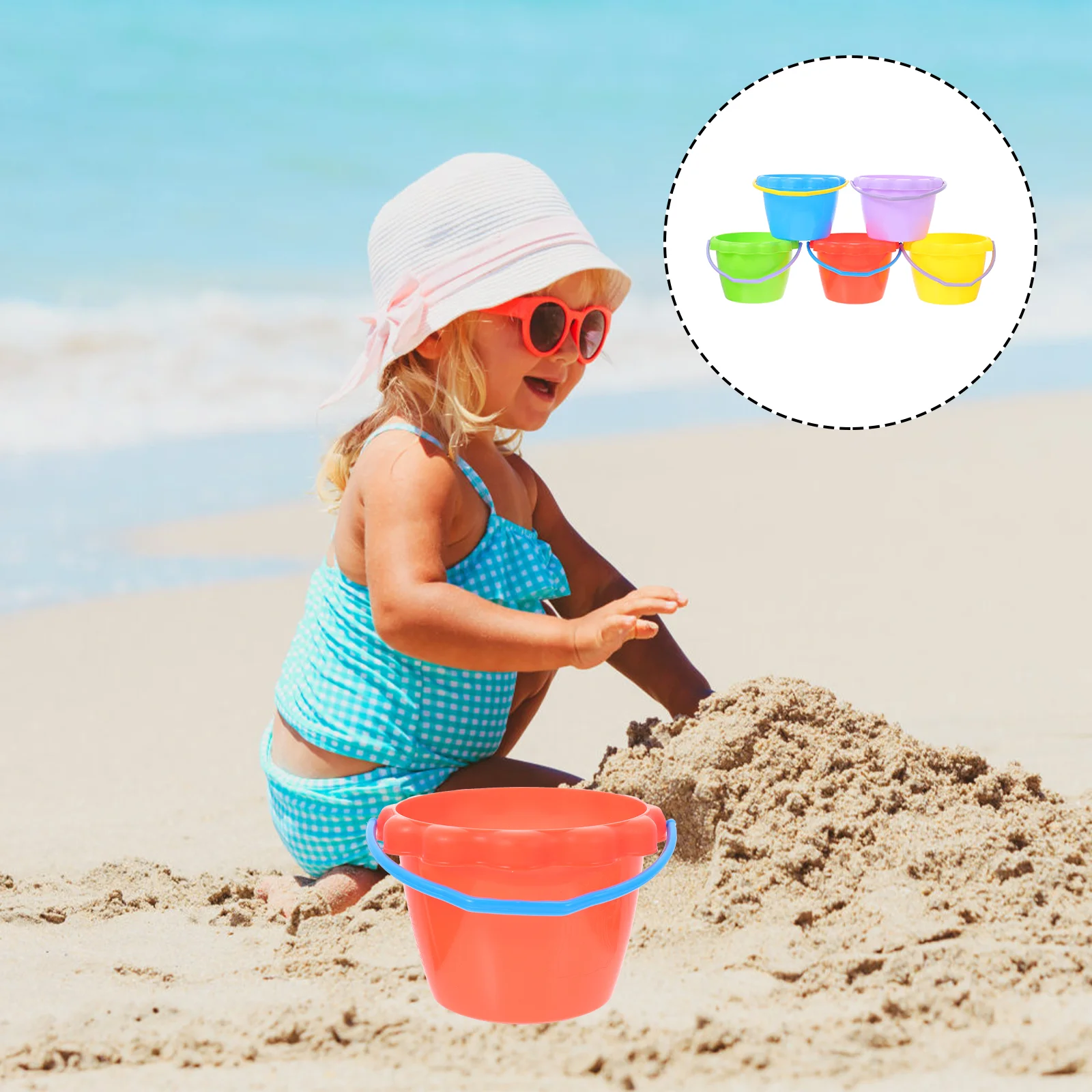 5 Pcs Toy Beach Bucket Sandbox Portable Buckets Toys Small Children Outdoor Plastic Toddler Holders Kids