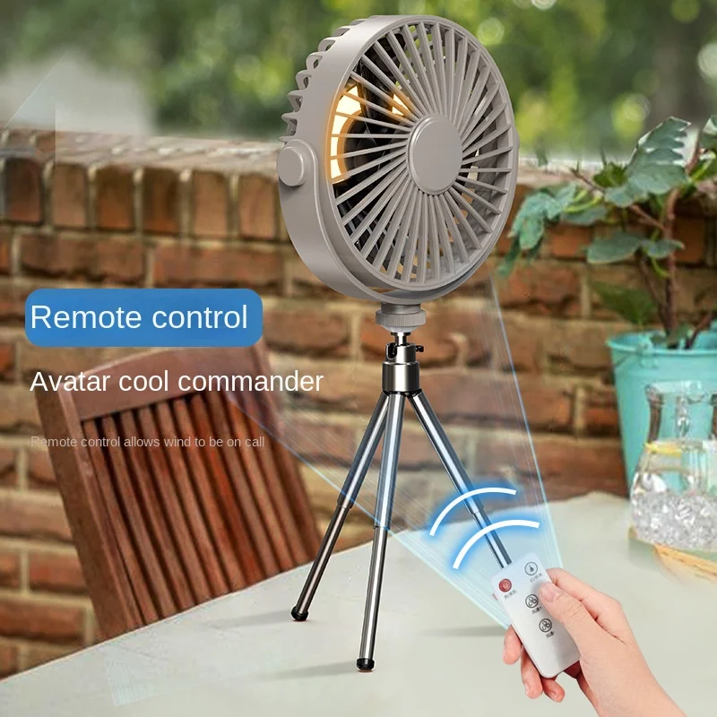 

Summer New Outdoor Camping Tripod Little Fan Rechargeable Portable Desktop Night Light Remote Control Ceiling Fan