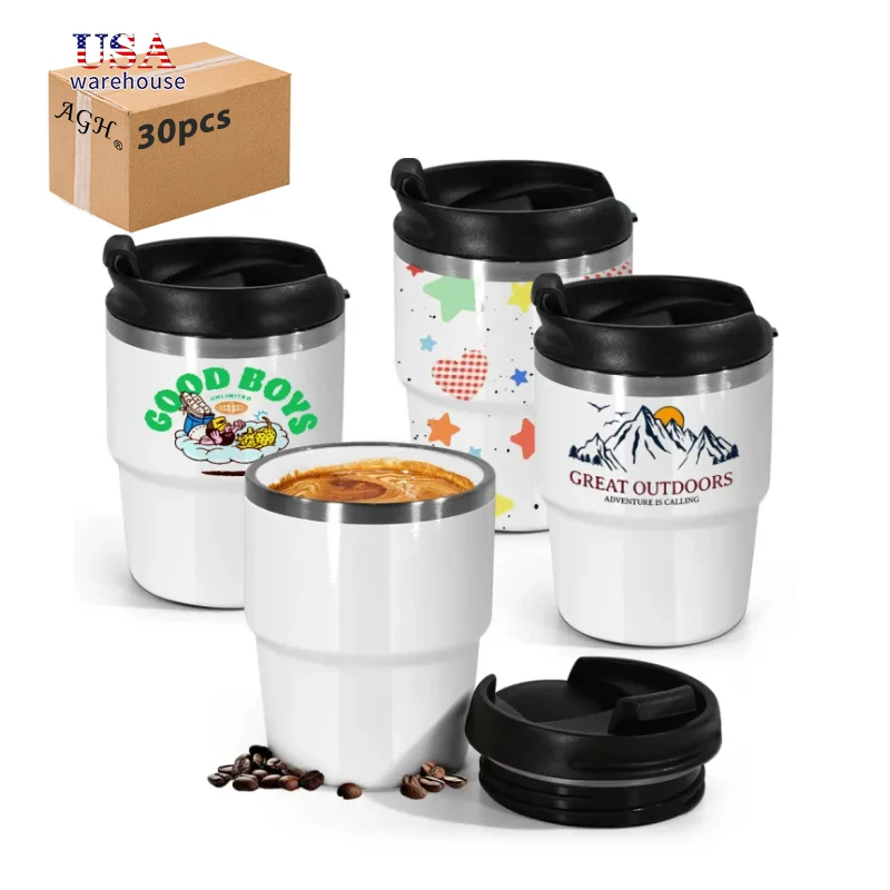 

30pcs 6oz sublimation Stainless Steel Coffee Mug Mini Coffee Tumbler with Ceramic Liner He