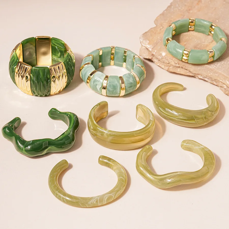 خمر الاكريليك الكفة سوار غير النظامية هندسية واسعة أساور للنساء الرجال لطخة أساور مفتوحة مجوهرات الحفلات هدايا جديدة B1