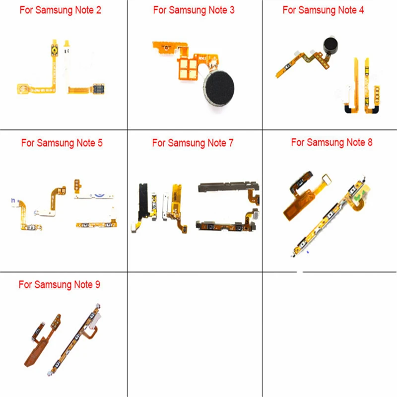 Power Volume Buttons For Samsung Galaxy Note 2 3 4 5 7 8 9 ON OFF Power Volume Control Switch Flex Cable Ribbon With Vibration