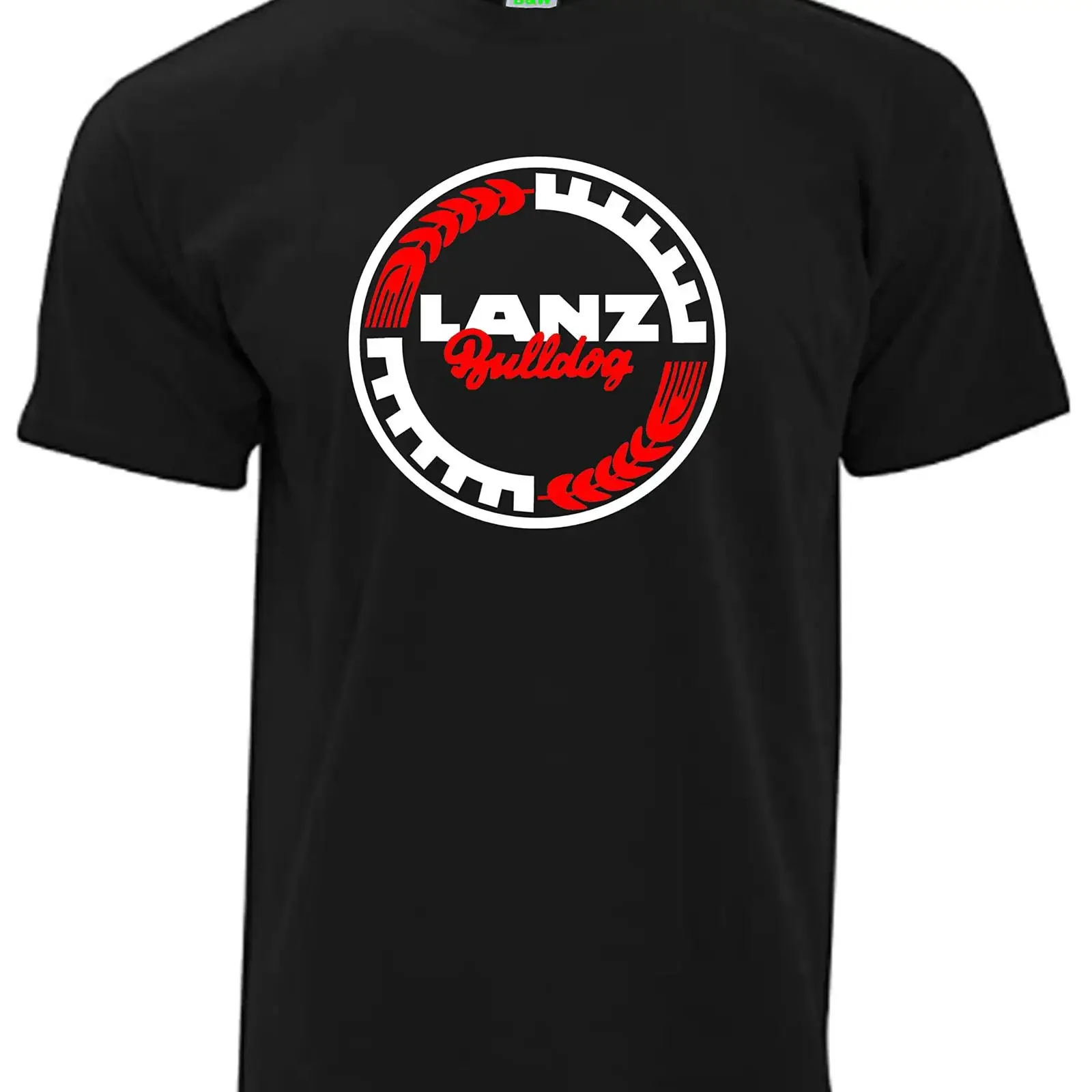 Lanz Bulldog T Shirt Oldtimer Tractor Logo with Gear and Ear Wreath Men's  Chest Print Tr vintage Washed fashion Casual