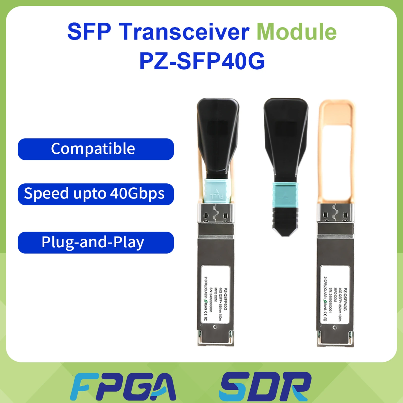 Copper SFP+ Module SFP10G QSFP40G QSFP100G for Xilinx Zynq Ultrascale+ FPGA Development Board 10Gbps 40Gbps 100Gbps Data Rat