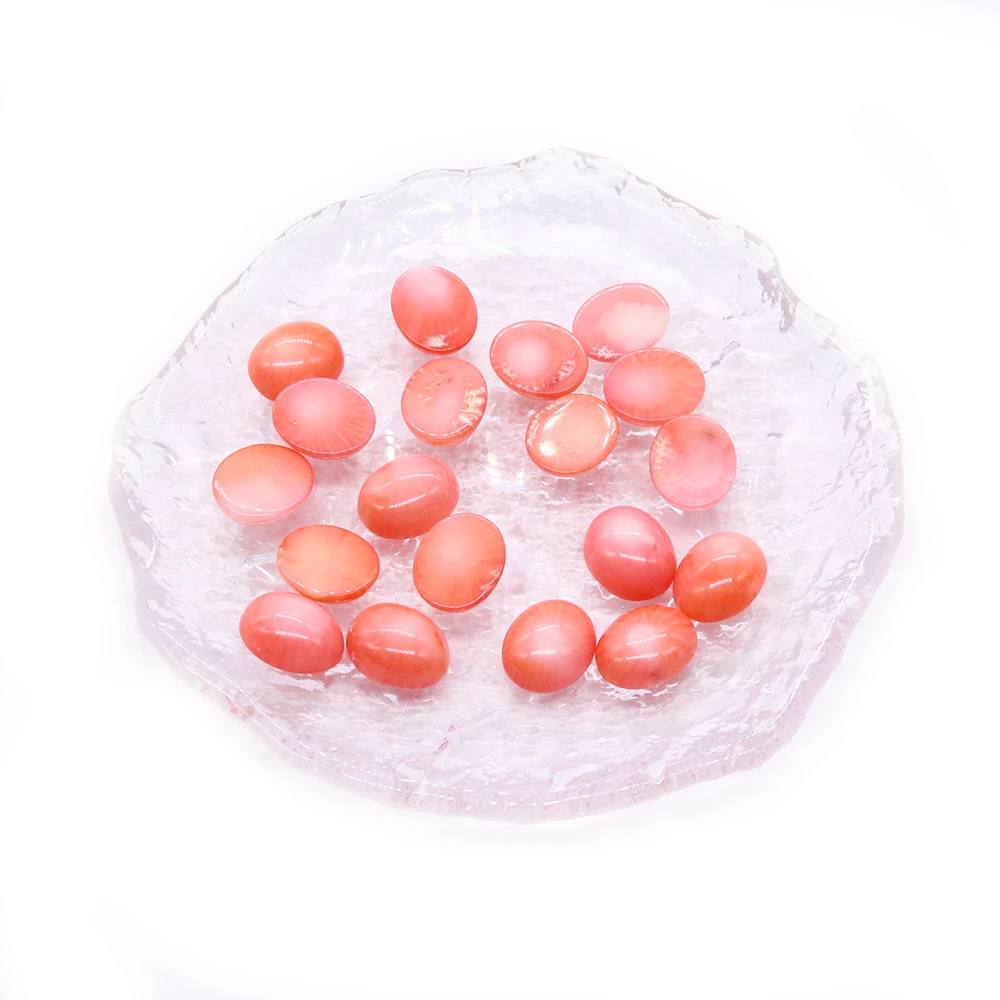 Synthetic Coral Stone Beads Natural Sea Bamboo Egg-shaped Pink Coral Ring Beads for Jewelry Making DIY Earrings Ring Necklace