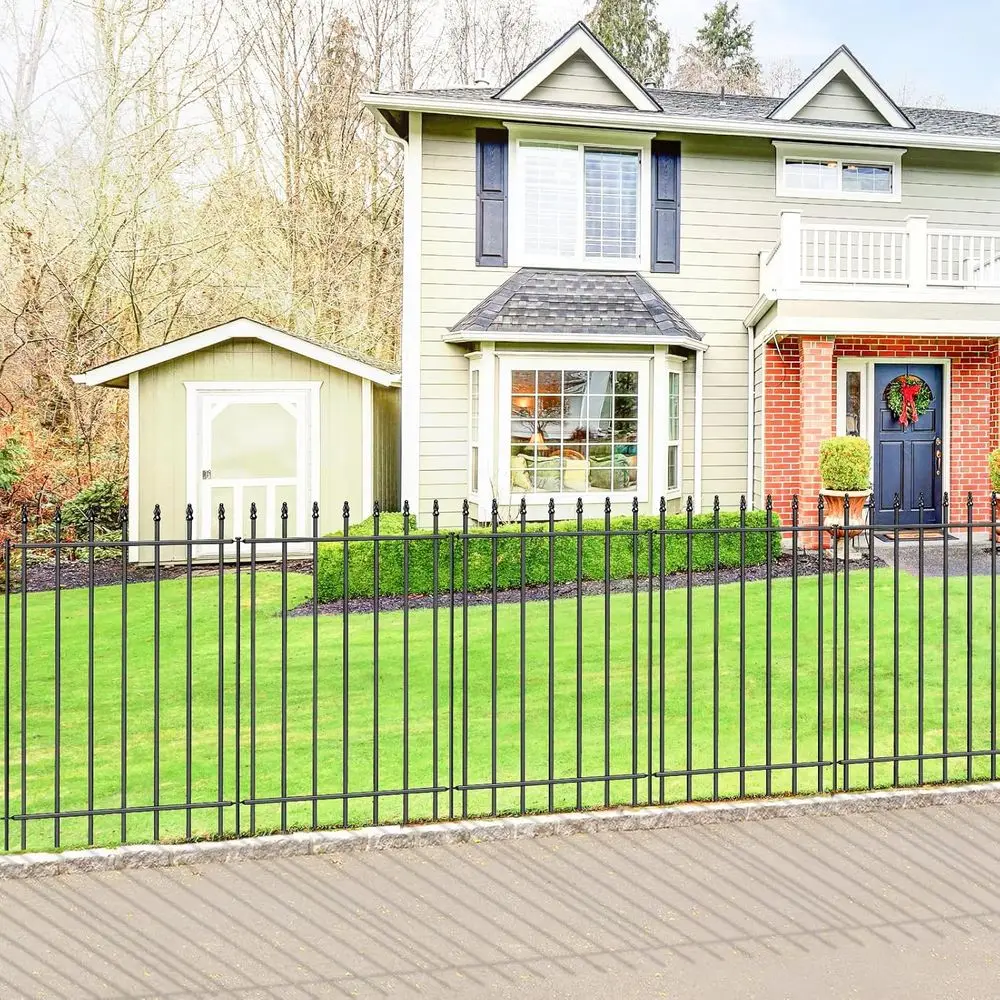 

36 H x 10 W Garden Fence Panels - Animal and Dog Barrier, No-Dig, Outdoor Lawn and Patio Border, 5 Black Panels + 6 Stakes