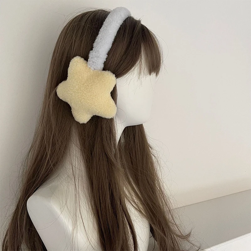 Inverno nova doce menina bonito earmuffs bonito estrelas de pelúcia inverno quente headwear feminino tampões de ouvido proteção contra frio protetores de ouvido