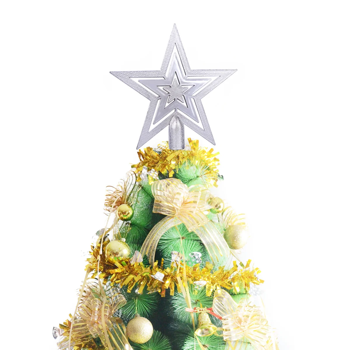 

20Cm Christmas Tree Topper Star Lovely Design Lightweight Festive Treetop Ornament Shatterproof Long-Lasting Shine Silver