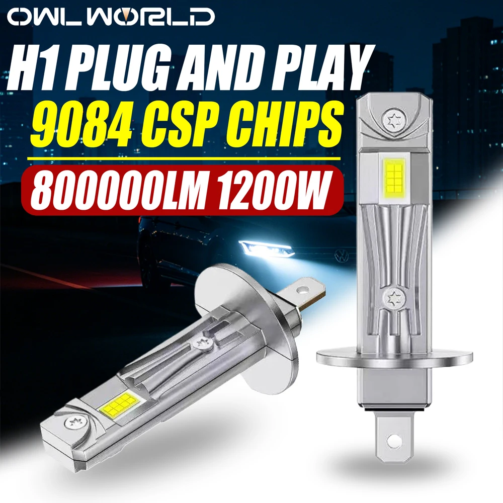 New H1 LED Headlamp CANBUS No Error Wireless 1:1 Halogen Bulb Size Plug And Play 800000LM 6000K White Super Bright Car Light