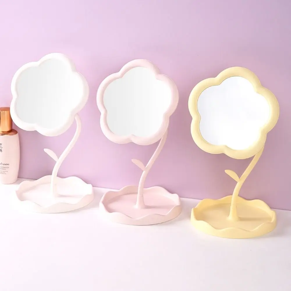 

Cute Sunflower Shaped Dressing Mirror Detachable Classic Desktop Makeup Mirror High-definition Single Side Table Mirror Women