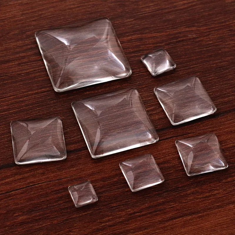 

High Quality Square Flat Back Transparent Glass Clear Cabochons for DIY Jewelry Making 8mm 10mm 12mm 15mm 18mm 20mm 25mm 30mm