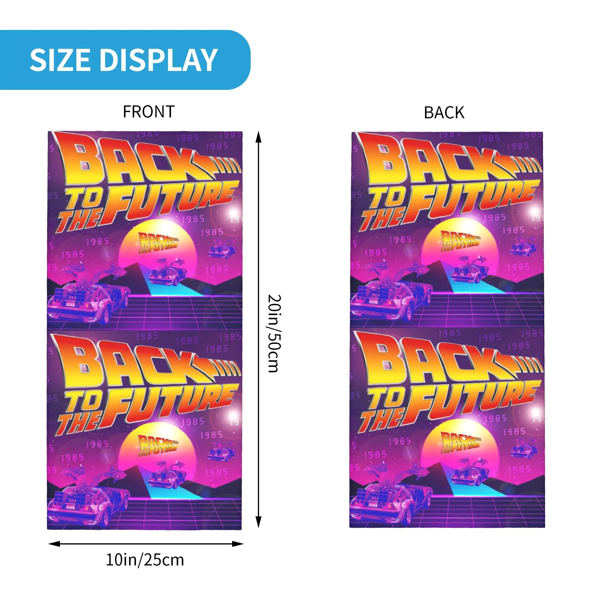 Back to the future Delorean design Bandana Neck Gaiter Printed Wrap Mask Scarf Cycling Scarf Riding for Men Women  Breathable