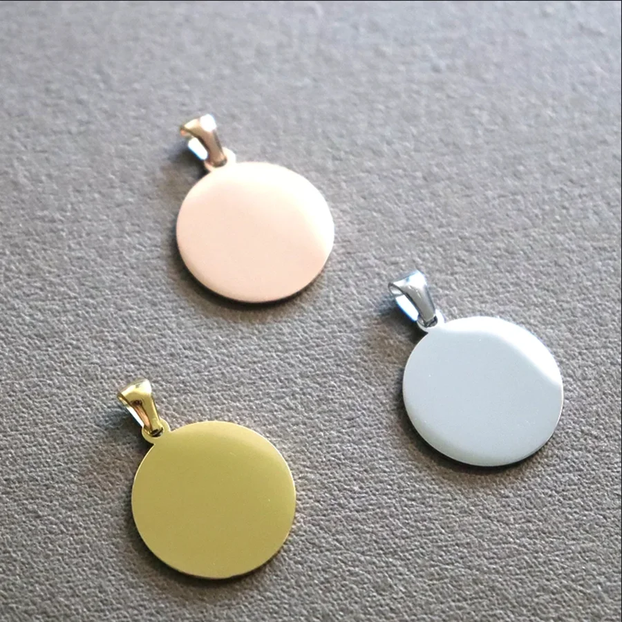 20 قطعة/الوحدة بالجملة مرآة تلميع الفولاذ المقاوم للصدأ جولة فارغة الكلب علامة سحر قلادة قلادة DIY بها بنفسك لصنع المجوهرات بالجملة #2