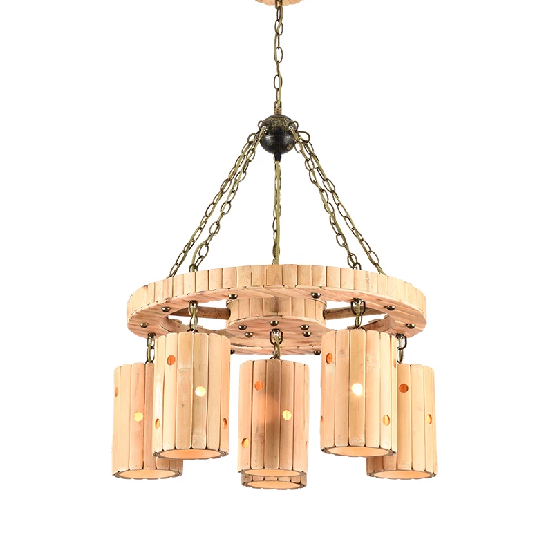 

Retro nostalgic pastoral personality creative bamboo art American bar inn chandelier