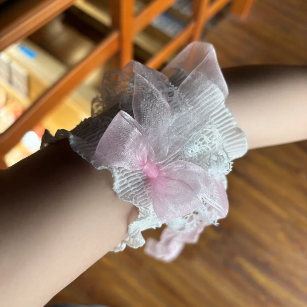 

Кружевные эластичные универсальные накладные рукава-манжеты в стиле Лолита с рюшами, бантом и съемной лентой, для аниме-конвенций