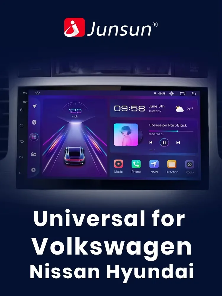 Junsun 7 9 10 Zoll Universelles Kabelloses CarPlay Android Auto Autoradio für VW Fiat Renault Nissan Hyundai BMW Audi Ford Opel Peugeot GPS-Navigation SWC Bluetooth FM RDS DSP IPS-Bildschirm
