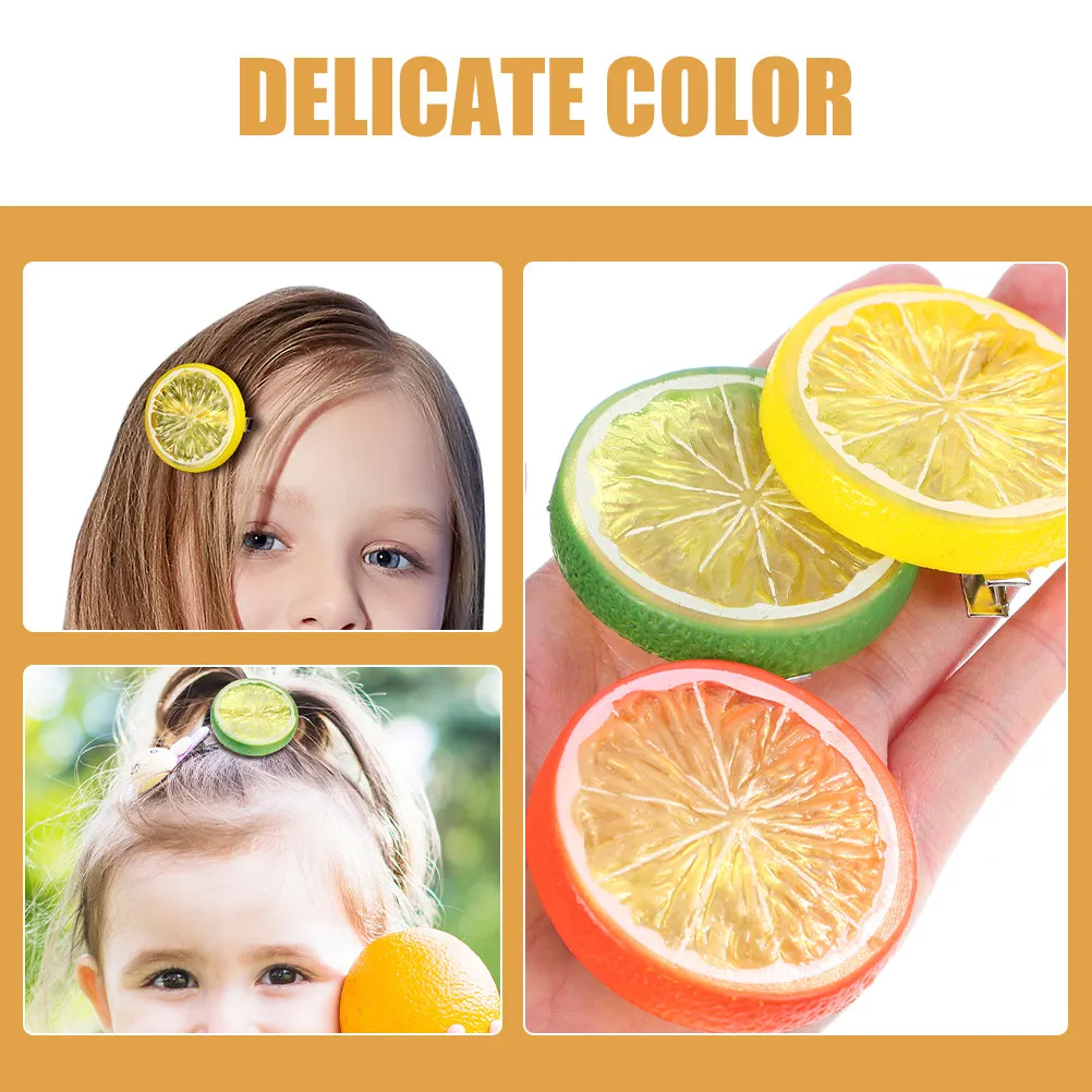 

Набор из 6 заколок для волос в виде ломтиков лимона, милые аксессуары для волос с фруктовым дизайном для свадьбы, дня рождения, повседневного использования, женские заколки, милые заколки для волос