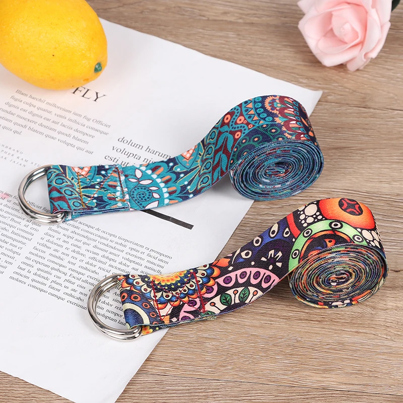 Yoga Strap Fitness Rope Colored Printed Adjustable Yoga Belt Washable Strap