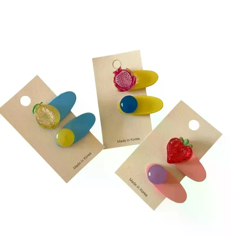 

Kids Girls Imitation Fruit Hair Clips Cream Frosted Cute Hairpins Safe No Hurt Hair Accessories for Toddlers Daily Use Gifts