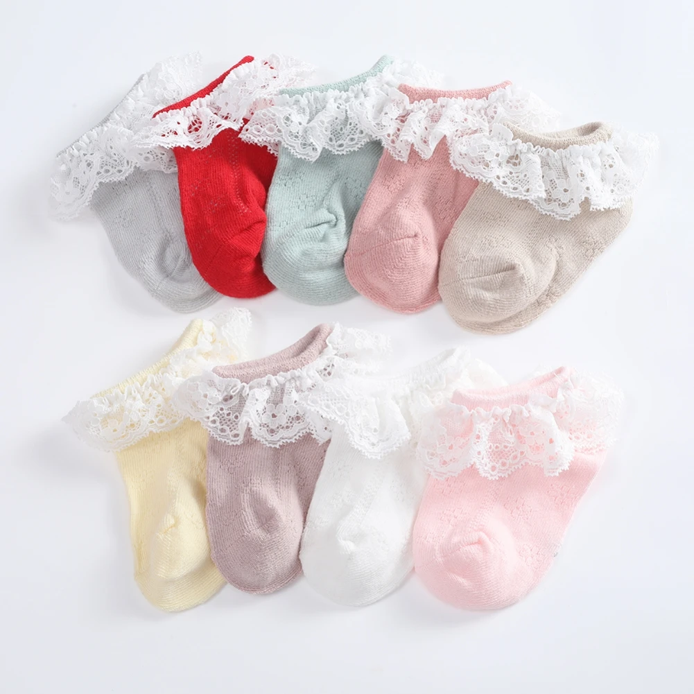 Baywell Baby Girls Cute Lace Ruffle Socks Toddler Princess Socks 1 Year Infant Girl Cotton Fashion Bowknot Socks 0-5 Years