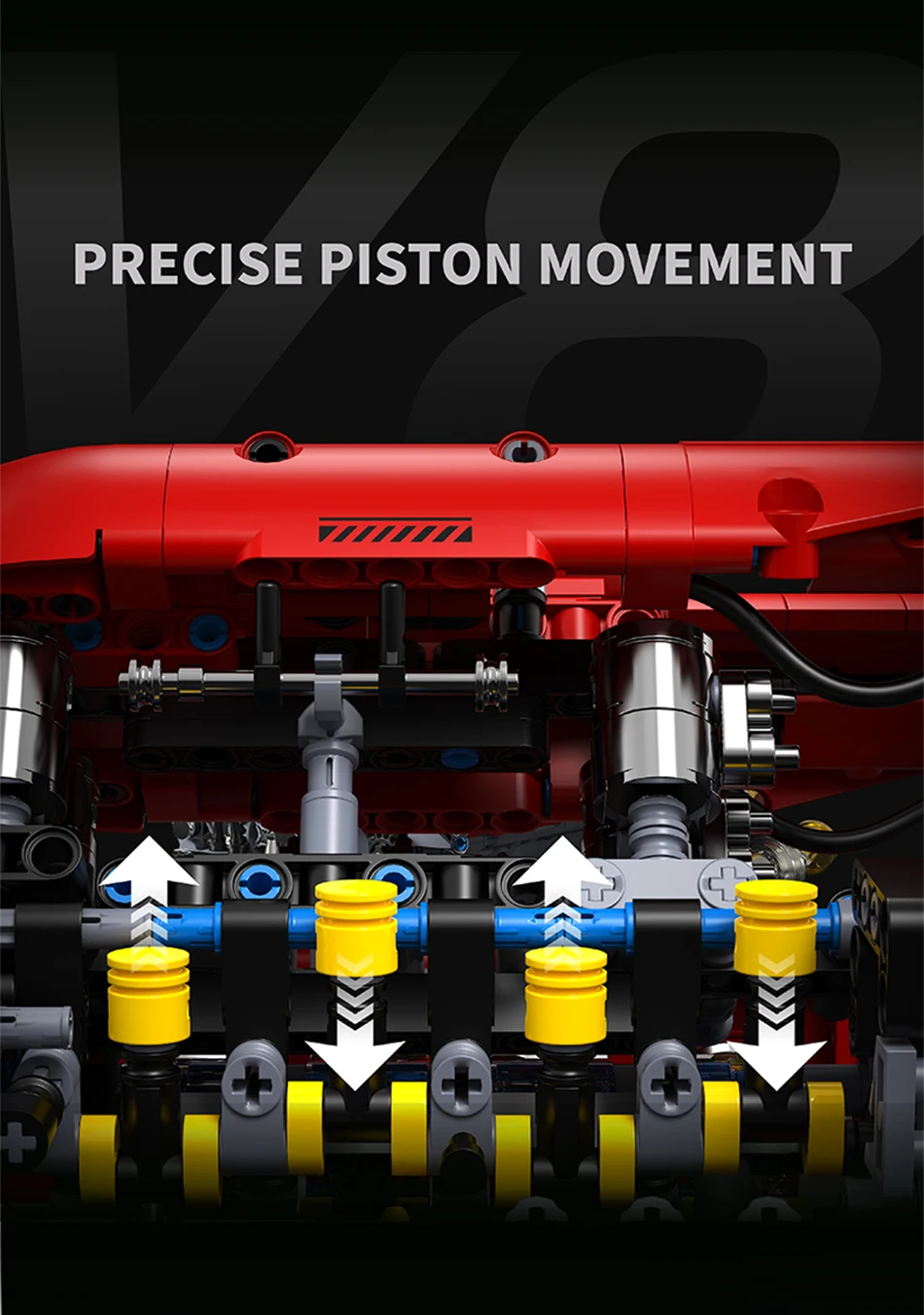 Technical V8 Electrice Driven Engine Building Blocks Simulation Supercar Engine MOC Bricks Science Education Toys Birthday Gift