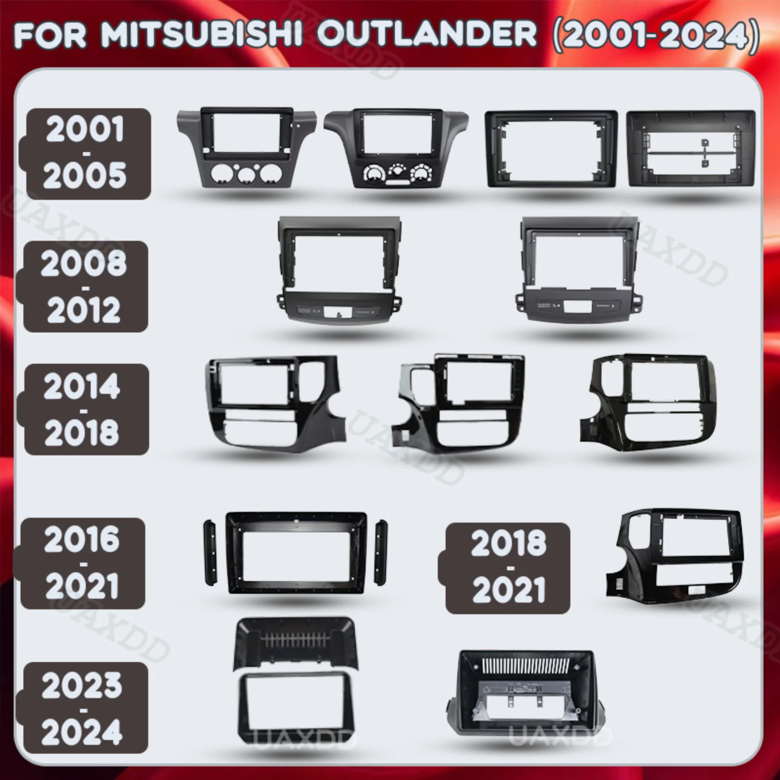 Kit interior para coche MITSUBISHI OUTLANDER Airtrek Peugeot Triton L200 2001-2024, panel de salpicadero, marco, fascia, accesorios de plástico
