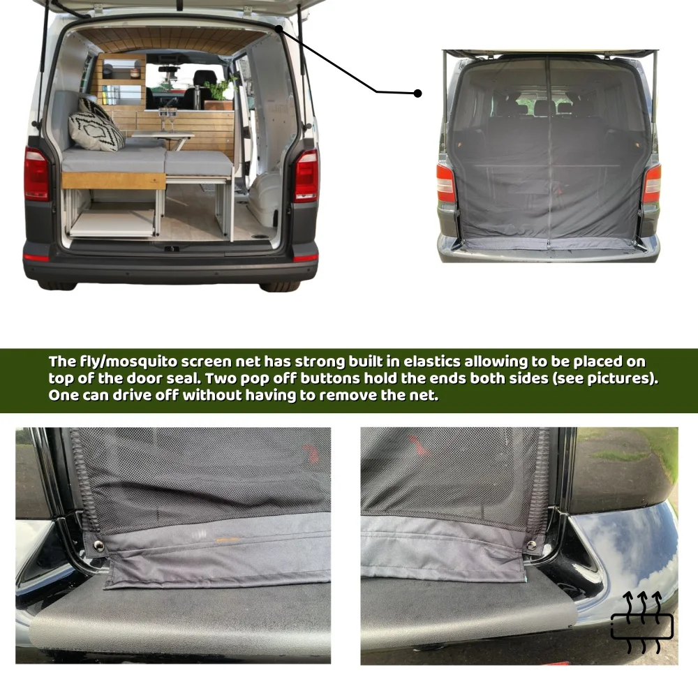 1PCS RV Tailgate Curtains Barn Privacy Curtain Fly Screen Mosquito For Vw T5 T6 Transporter RV Motohome Protection Accessories