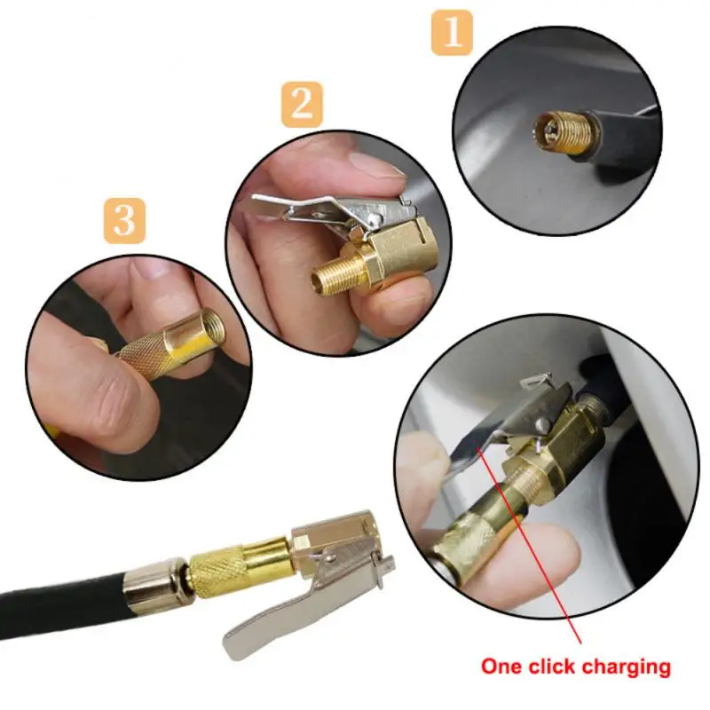 Car Tire Air Chuck Inflator Pump Valve Connector Clip- Adapter Car Brass 6mm 8mm Tyre Wheel Valve Inflatable Pump Nozzle