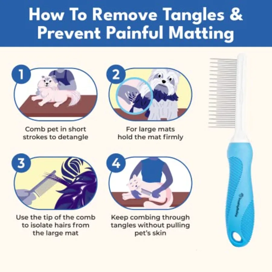 Расческа для ухода за длинными вьющимися волосами в собаках, кошек, щетка для распутывания домашних животных, удаляет предотвращает матовый мех, идеально подходит для Goldendoodle Poo