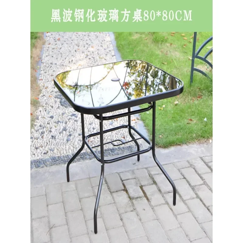 Simple tempered glass round table Folding table Outdoor patio balcony garden  dining table outdoor furniture