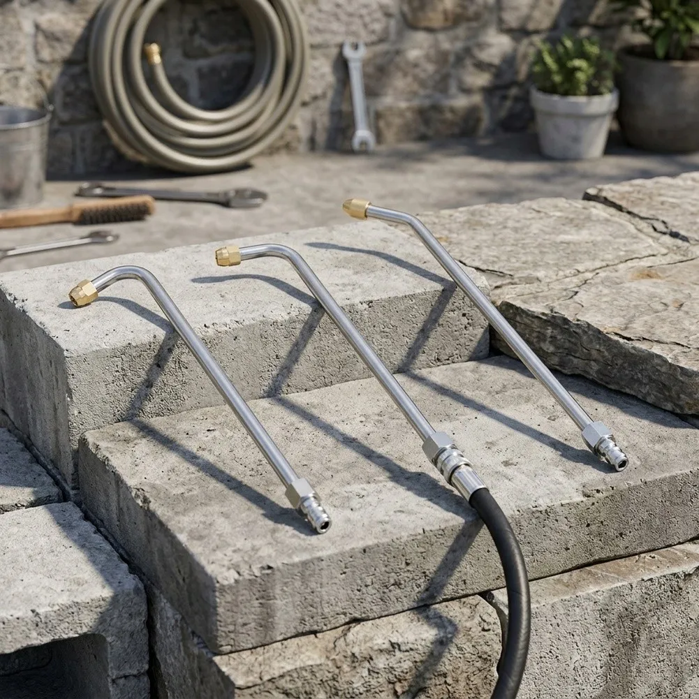 Stainless Steel Pressure Washer Nozzle Set 30 Degree 90 Degree U Bend for Extended Reach and Precision Cleaning